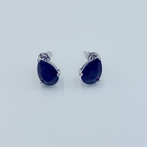 925 Sterling Silver Faceted Onyx Stud Earrings